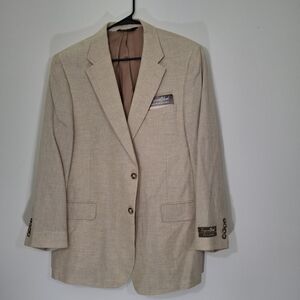 Joseph A. Bank Tan Linen and Wool Sport Coat, ize 46R